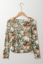 Monroe Print Mesh Fitted Long Sleeve Top