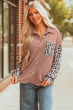 Journee Leopard Ribbed Casual Shacket