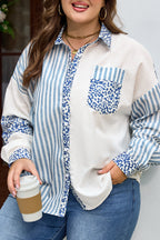 Livia Striped Patchwork Casual PLUS Shirt