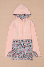 Gemma Floral Half Zip Kangaroo Pocket Hoodie