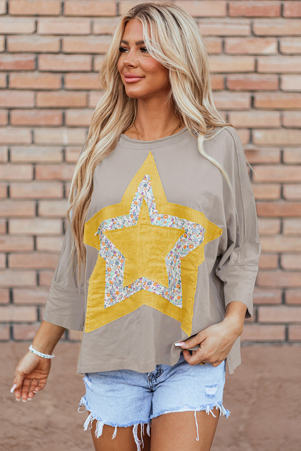 Naomi Floral Starbust Exposed Seam Mineral Wash Top