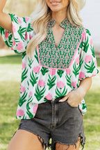 Amiri Sleeve Contrast Bordered Blouse