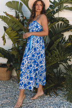 Shelby Floral Spaghetti Strap Maxi Dress with Waist Tie