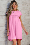 Keily Frilled Trim Loose Fit Mini Dress