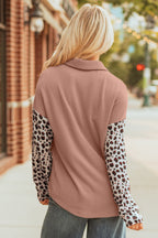 Journee Leopard Ribbed Casual Shacket