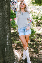 Eleanor Lantern Sleeve Patchwork Top