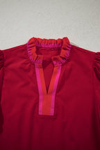Luciana Ruffled Short Sleeve Blouse