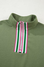 Felitina Patchwork Zip Collar Pullover