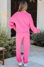 Vera Raw Edge Half Buttons Pullover and Jogger Pants Set