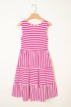 Ellie Stripe U Neck Sleeveless Loose Fit Mini Dress