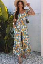 Amayah Allover Shirred Cut Out High Waist Jumpsuit