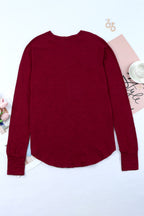 Madison Fiery Solid Long Sleeve Top