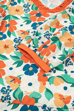 Lily Print Bracelet Sleeve Blouse