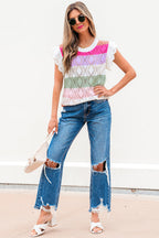 Alena Hollowed Knit Scallop Edge Sweater Vest