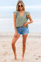 Ruthie Flutter Sleeve Lace V Neck Top