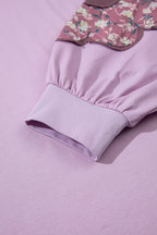 Phalaenopsis Flower Patch Colorblock Plus Size Pullover Top