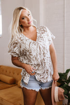 Karter Floral V Neck Short Sleeve Loose Fit Blouse