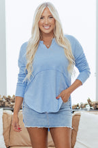 Kahlani Terry Raw Hem Long Sleeve Top