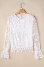 Tassa Mesh Flounce Sleeve Blouse
