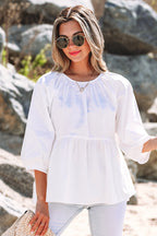 Paula Bow Knot Cutout Back Blouse