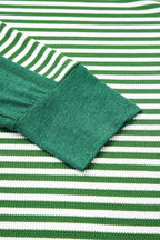 Green Stripe Exposed Seam Patchwork Plus Size Thermal Top