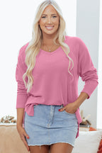 Winter Seam Patchwork Loose Long Sleeve Top