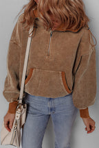 Abigail Kangaroo Drawstring Corduroy Hoodie