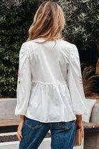 Skylar Flower Lace-up Babydoll Blouse