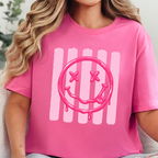 Wholesale Smiley Face Graphic Tee - Charity Pink Tee