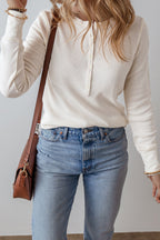 Teresa Color Waffle Half Long Sleeve Top
