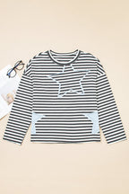Morgan Stripe Starry Patch Casual Knit Top