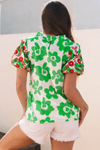 Maisy Embroidered Puff Short Sleeve Floral Blouse