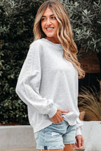 Peyton Lace Patchwork Raglan Sleeve Crew Neck Sweatshirt