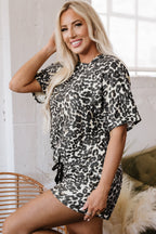 Magdalena CheetahCasual Tee and Shorts Lounge Set