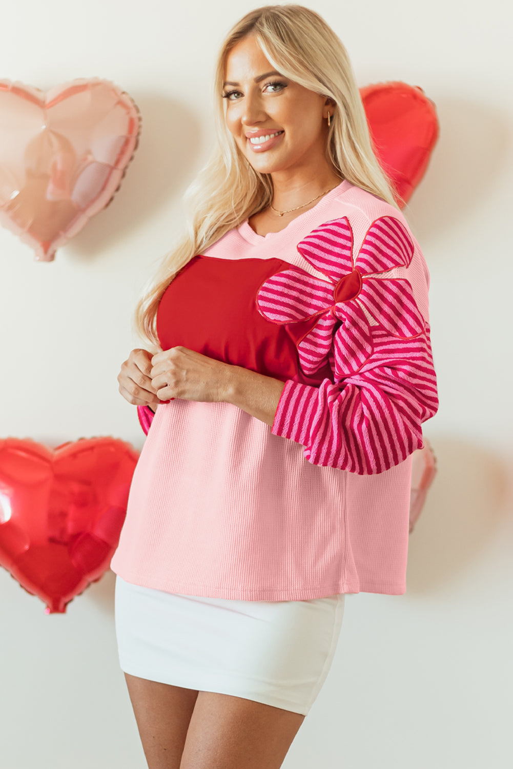 Emi Striped Sleeve Textured Top