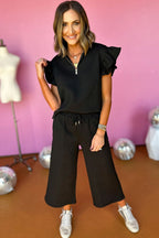 Alyssa Textured Flutter Sleeve Top