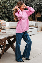 Lilah Lace Patched Raglan Sleeve Loose Fit Sweatshirt