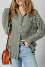 Lucia Ribbed Texture Button Up Shacket
