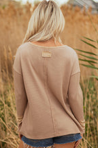 Blake Waffle Textured Tunic Henley Top with Slits