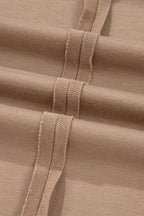 Light French Beige Flower Striped Patchwork Puff Sleeve Loose PLUS Sweatshirt