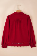Alma Contrasted Trim Textured Blouse