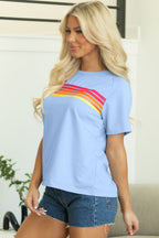 Priscilla Striped Patch Front Casual Top