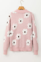 Maria Floral Half Zip Drop Shoulder Sweater