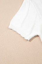 Lavender Puff Sleeve Crewneck Sweater