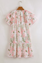 Madalyn Floral Contrast Edge Layered Short Sleeve Mini Dress