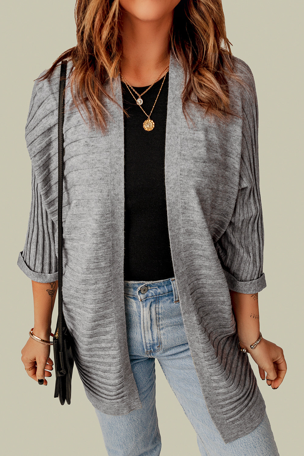 Lolatara Open Front Knit Cardigan