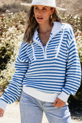 Quinn Stripe Zip Up Collar Sweater