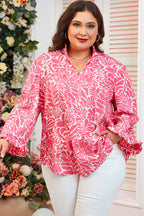 Alanna Plus Size Floral Frilled Neck Top