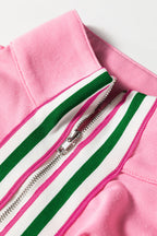 Felitina Patchwork Zip Collar Pullover