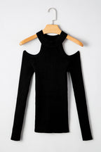 Bailey Ribbed Knit Cold Shoulder Sweater